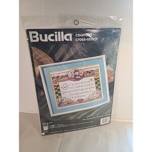 NOS VTG Bucilla Give Us Lord  Counted Cross Stitch Kit 41177  Sealed Sampler